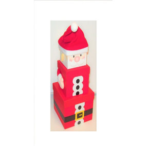 Plush Christmas Gift Boxes Santa 3 Stacking Storage Boxes