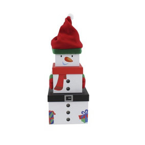 Plush Christmas Gift Boxes Snowman 3 Stacking Storage Boxes