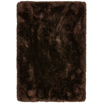 Plush Dark Chocolate Luxury Shaggy Polyester Handmade Luxurious Sparkle Modern Rug for Living Room and Bedroom-140cm X 200cm