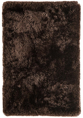 Plush Dark Chocolate Luxury Shaggy Polyester Handmade Luxurious Sparkle ...