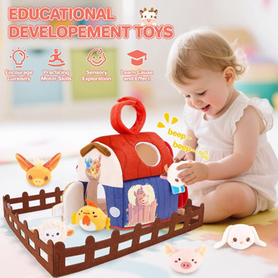 thumbnail image 2 of Plush Barn With Stuffed Farm Animals, Rattle, Crinkle Paper & Baby Mirror - Groceries 2 of 12