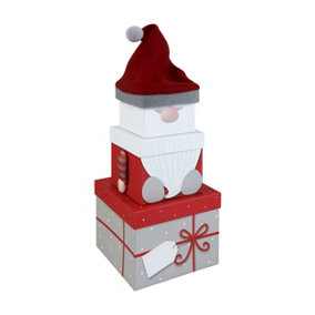 Plush Gonk Christmas Gift Boxes Xmas Eve 3 Stacking Nesting Small Storage Box