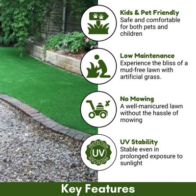 Plush Outdoor Artificial Grass, 30mm Premium Artificial Grass, Pet-Friendly Fake Grass-11m(36'1") X 2m(6'6")-22m²