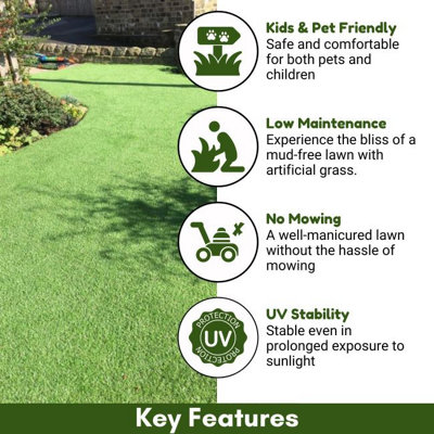 Plush Outdoor Artificial Grass, 45mm Artificial Grass, Premium Synthetic Artificial Grass-16m(52'5") X 4m(13'1")-64m²