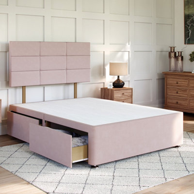 Plush Pink Platform Top Divan Bed Base 4FT Small Double with 2 End ...