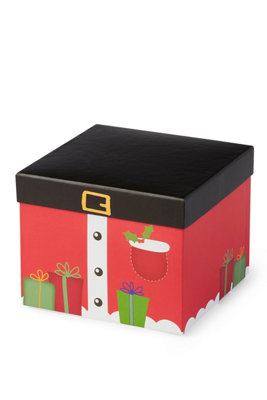 Plush Santa Christmas Gift Box Set of 3 Large Stacking Nesting Storage ...