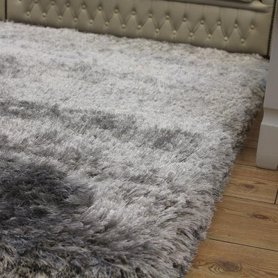Plush Silver Luxury Shaggy Polyester Modern Luxurious Handmade Sparkle ...