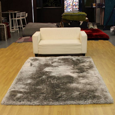 Plush Silver Luxury Shaggy Polyester Modern Luxurious Handmade Sparkle Rug for Living Room and Bedroom-200cm X 300cm