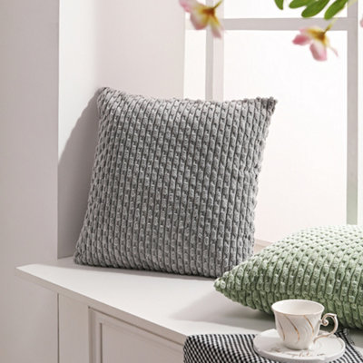 Plush Throw Pillow with Pillow Insert Grey 45cm x 45cm