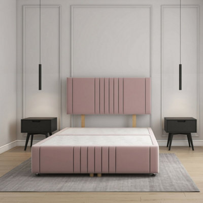Plush Velvet Divan Bed in Pink 24inch Panel Headboard & Footboard No ...