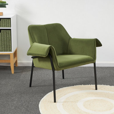 PlushComfort Velvet Lounge Chair in Olive Green