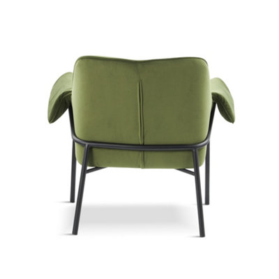 PlushComfort Velvet Lounge Chair in Olive Green