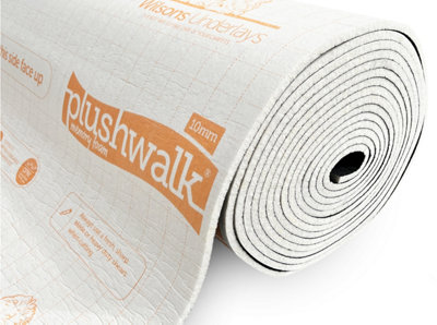 Plushwalk 10mm PU Foam Carpet Underlay 15m2 (11m x 1.37m Roll) Memory Foam Underlayment With Damp Proof Membrane