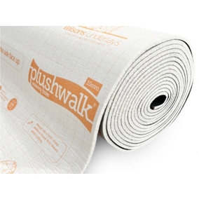 Plushwalk 10mm PU Foam Carpet Underlay 15m2 (11m x 1.37m Roll) Memory Foam Underlayment With Damp Proof Membrane
