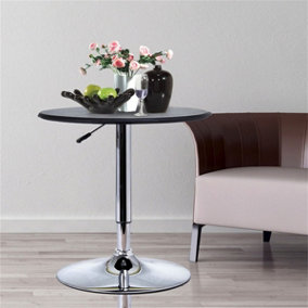 Pneumatic lifting and rotating side table, PVC leather round table + chrome-plated steel frame