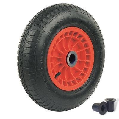 Pneumatic Wheelbarrow Wheel 350mm (14-Inch) with 25mm & 13mm Bore, 3.50-8 Replacement Tyre