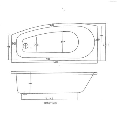 Poca Left Hand Acrylic Space Saver Bath with Front Panel & End Panel (L)1690mm (W)690mm - 3