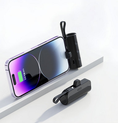 Pocket capsule charging bank Mini compact portable two in one black