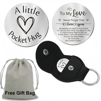 Pocket Hug Token with PU Leather Pouch To My Love Valentines Day Gift