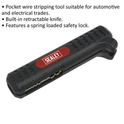 Pocket Wire Stripping Tool - 0.5mm to 6mm - Built-in Retractable Blade