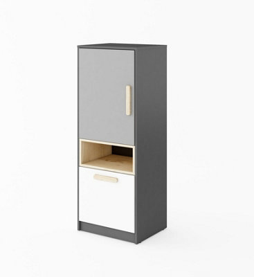 POK Cabinet (H)1300mm (W)500mm (D)400mm - Grey and White Childrens Storage Furniture