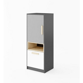 POK Cabinet (H)1300mm (W)500mm (D)400mm - Grey and White Childrens Storage Furniture