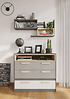POK Children's Chest of Drawers (H)900mm (W)1000mm (D)400mm - Grey & White Functional Storage Furniture