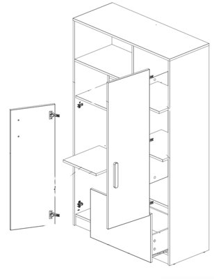 POK  Highboard Cabinet (H)1630mm (W)1000mm (D)400mm- Children's Bedroom Storage Furniture