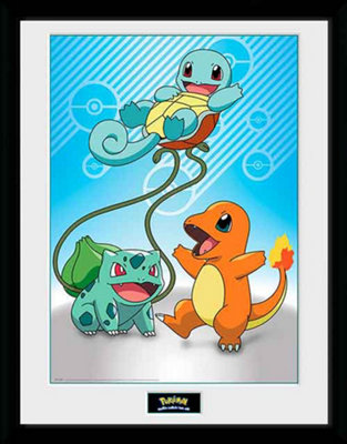 Pokémon Kanto Starters  30 x 40cm Framed Collector Print