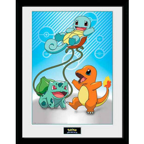 Pokémon Kanto Starters  30 x 40cm Framed Collector Print