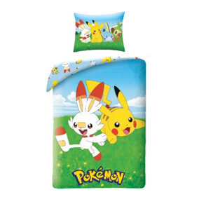 Pokémon Pikachu and Friends Single Duvet Cover and Pillowcase Set - European Size