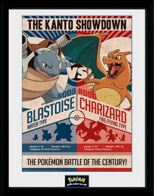 Pokémon Red vs Blue  30 x 40cm Framed Collector Print