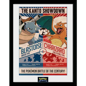 Pokémon Red vs Blue  30 x 40cm Framed Collector Print