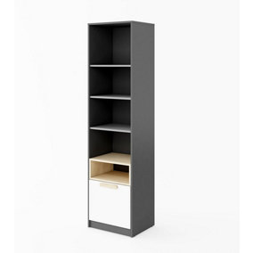 POK Tall Bookcase (H)1930mm (W)500mm (D)410mm - Grey & White Children's Bedroom Storage