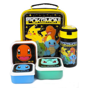 Pokemon Characters Pikachu Lunch Bag and Bottle (Pack of 5) Multicoloured (One Size)