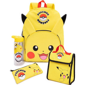 Pokemon Pikachu Lunch Bag And Backpack Set (Pack of 4) Yellow (One Size)