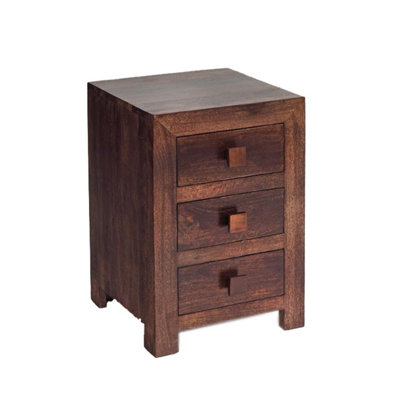 Poko Dark Mango 3 Drawer Bedside