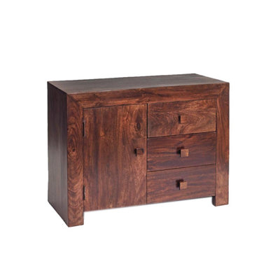 Poko Dark Mango 3 Drawer Sideboard