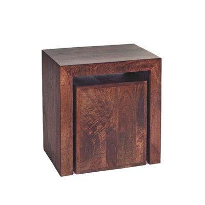 Poko Dark Mango Cubed Nest of 2 Tables