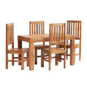 Poko Light Mango 4ft Dining Set with Wooden Chairs