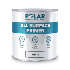 Polar All Surface Primer Matt White - 500ml - Undercoat - Ideal for Wood, Metal, Plastic, Brick - Enhanced Adhesion - Quick Drying