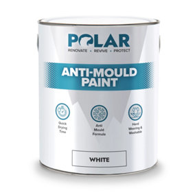 Polar Anti Mould Paint - 2.5 Litre - Brilliant White Matt Finish -  Prevent & Control Mould On Internal Walls & Ceilings