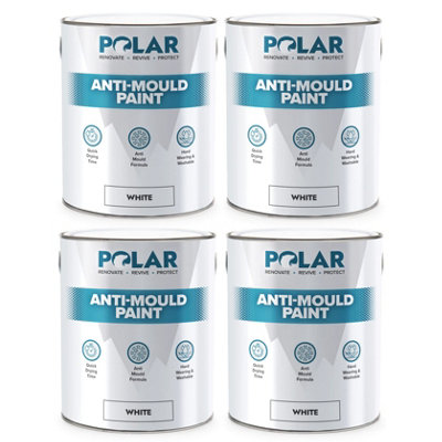 Polar Anti Mould Paint - 4 x 5 Litre - Brilliant White Matt Finish ...