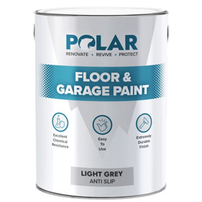 Polar Anti Slip Grey Garage Floor Paint - 5 Litres Hard Wearing - Tough ...