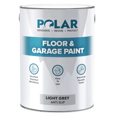 Polar Anti Slip Grey  Garage Floor Paint - 5 Litres Hard Wearing - Tough & Durable