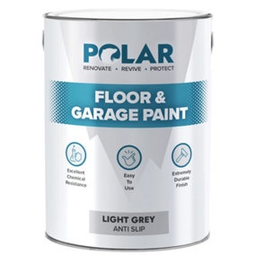 Polar Anti Slip Grey  Garage Floor Paint - 5 Litres Hard Wearing - Tough & Durable