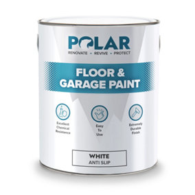 Polar Anti Slip White  Garage Floor Paint - 5 Litres Hard Wearing - Tough & Durable