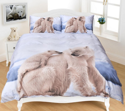 Polar Bear And Cub Animal Print Duvet Cover Bedding Set