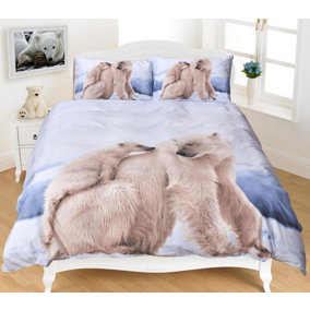 Polar Bear And Cub Animal Print Duvet Cover Bedding Set