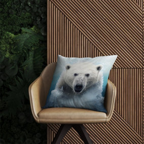 Polar Bear Splashart Outdoor Cushion 60cm x 60cm